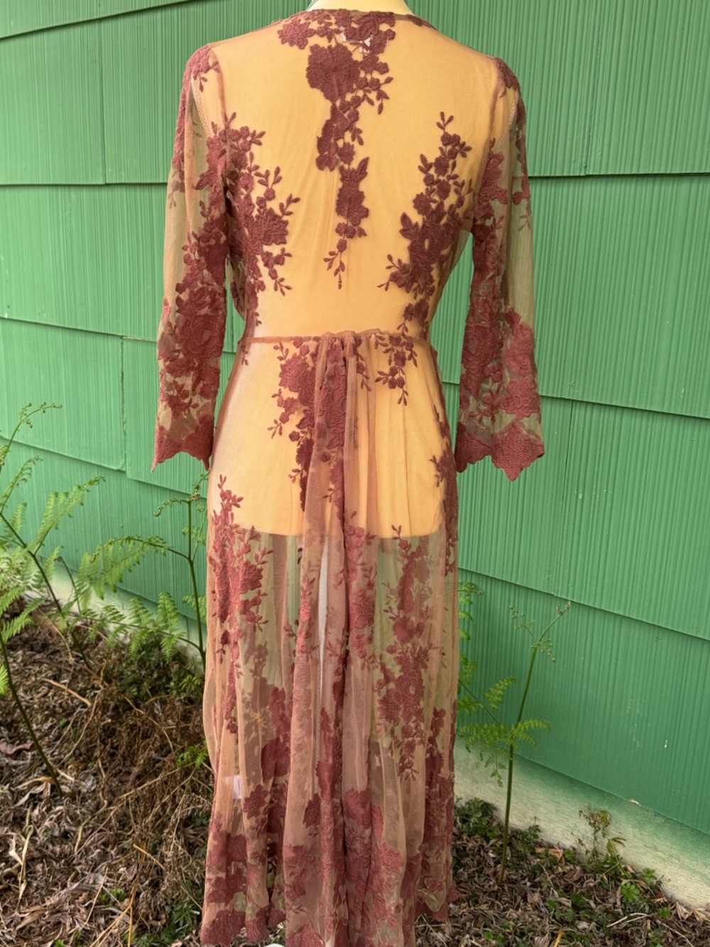 Arnhem Sheer Dusty Rose Lace Maxi Duster Cover-Up - Picture 10 of 15